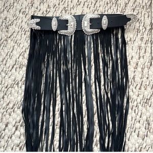 Coachella / Festival fringe belt /skirt black.